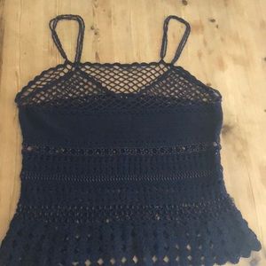 Beaded and knit see-through tank